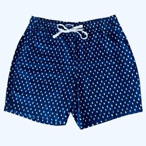 Movie and TV Clothes large SCREEN-USED old navy blue & white pattern swim trunks